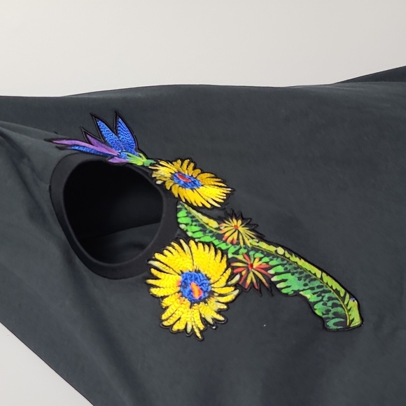 3.1 PHILLIP LIM Embroidered Floral Patch Tank with Cut Out Design Black Size XS - Picture 13 of 14